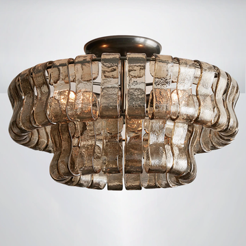 Riaho 2-Tier Glass Round Flushmount Ceiling light 18"D