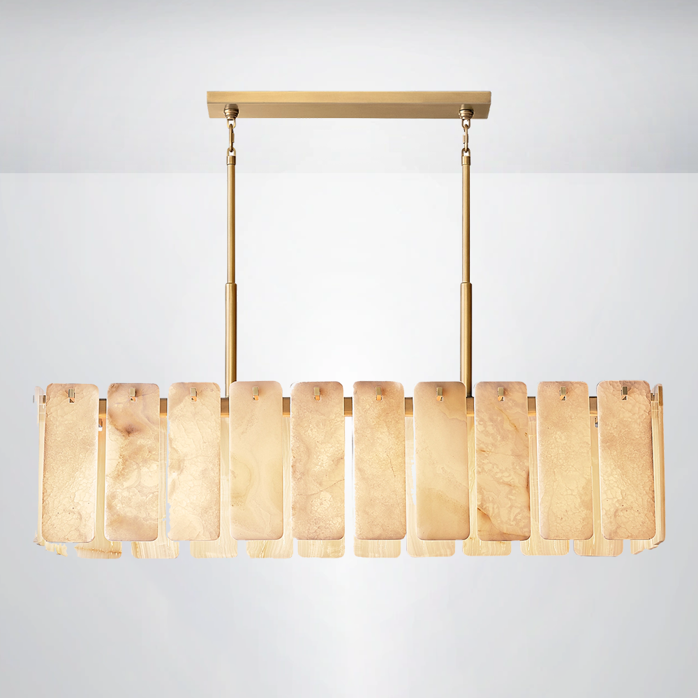 Selamette Alabaster Rectangular Chandelier 60"W