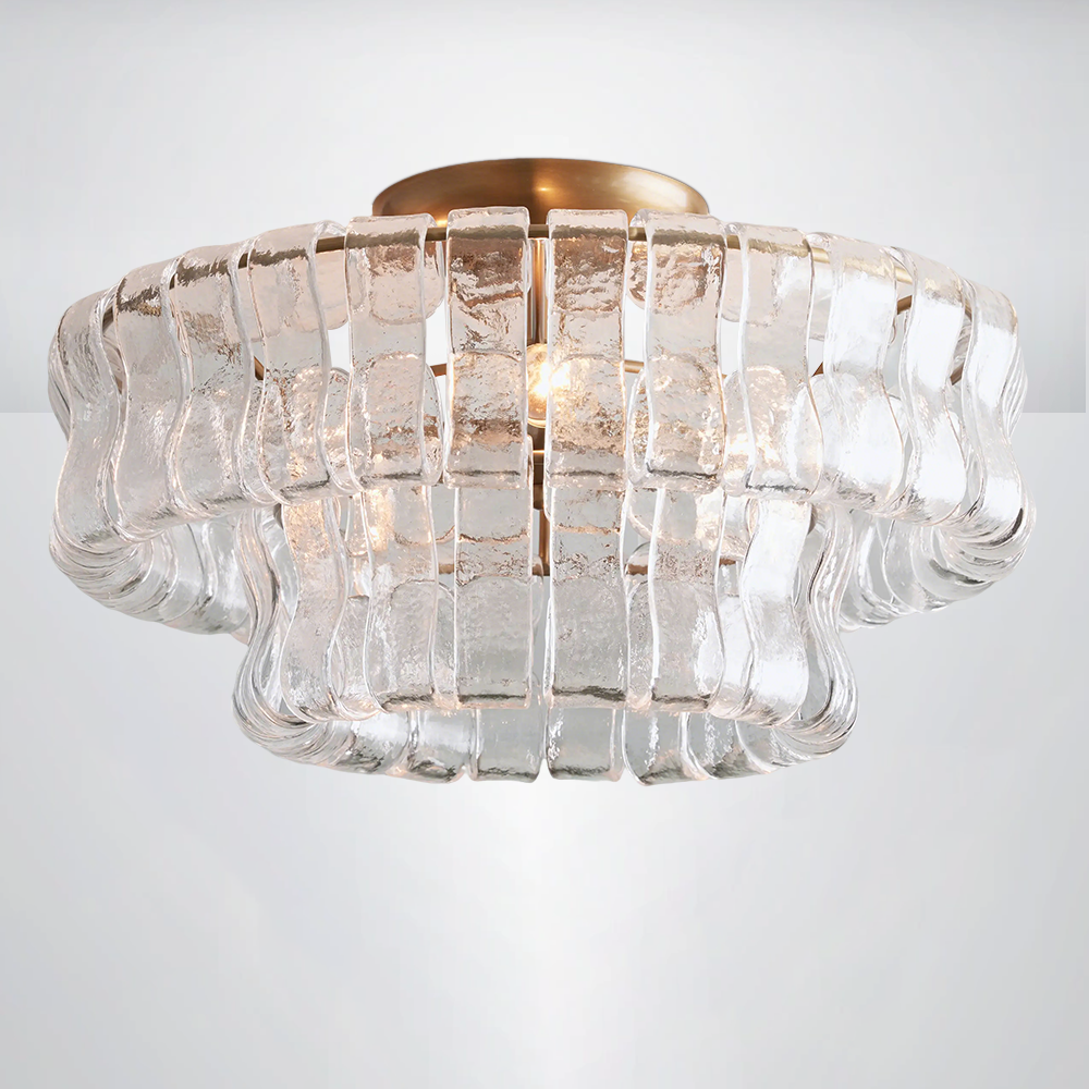 Riaho 2-Tier Glass Round Flushmount Ceiling light 18"D