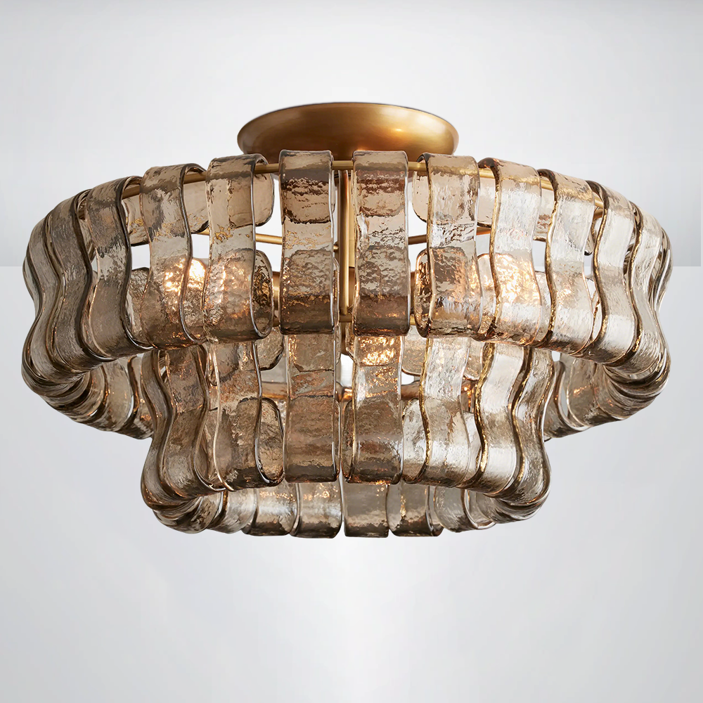 Riaho 2-Tier Glass Round Flushmount Ceiling light 18"D