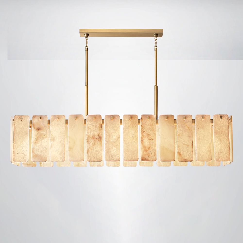 Selamette Alabaster Rectangular Chandelier 72"W