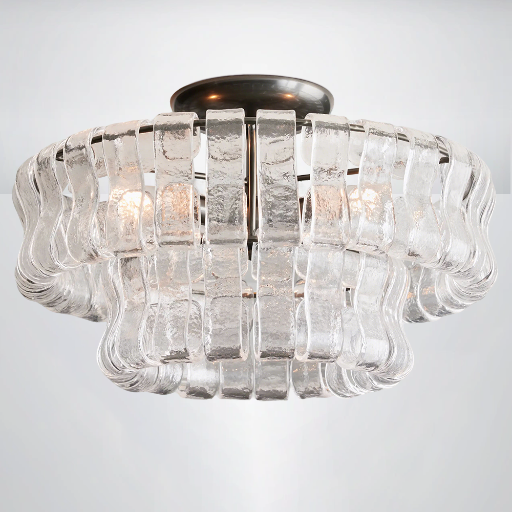 Riaho 2-Tier Glass Round Flushmount Ceiling light 18"D