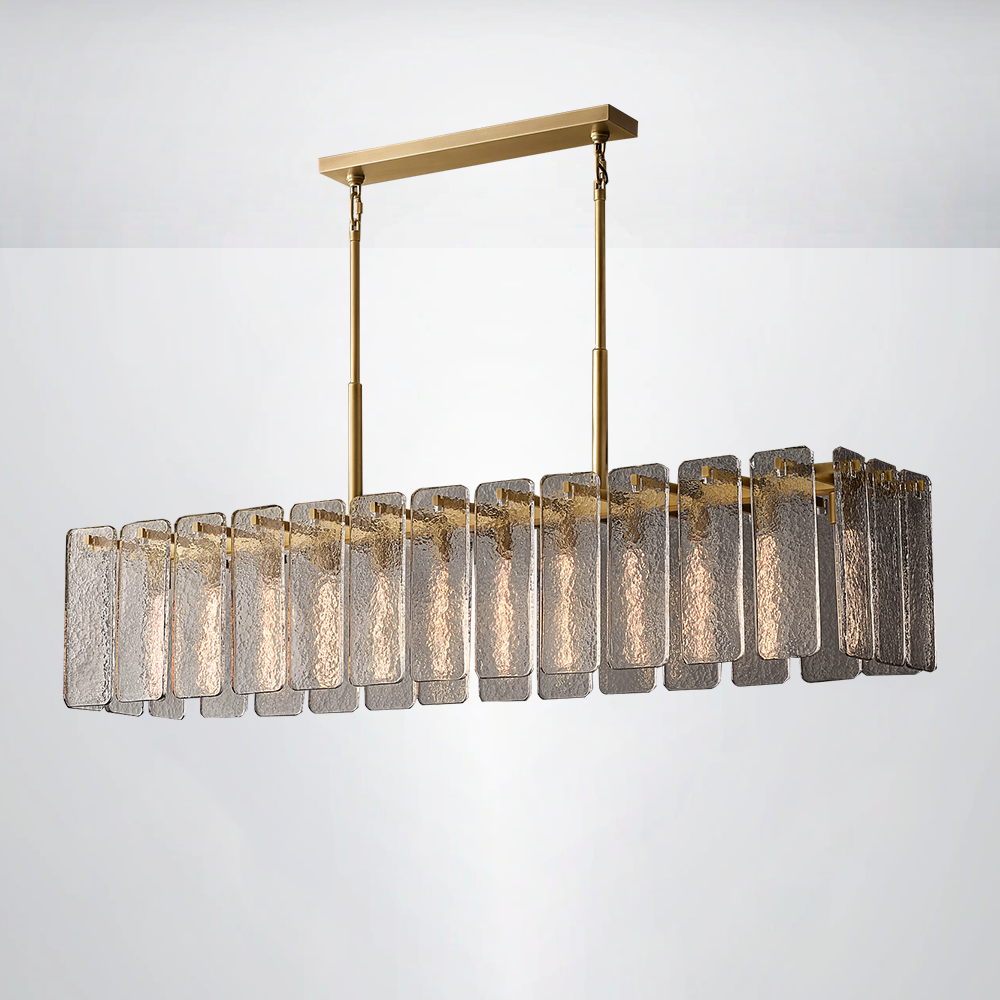 Selamette Glass Rectangular Chandelier 72"W