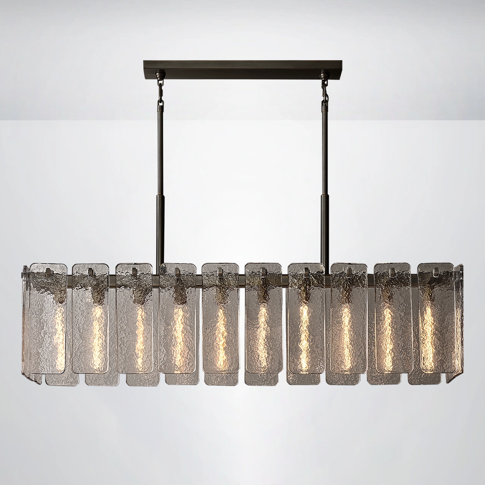 Selamette Glass Rectangular Chandelier 60"W