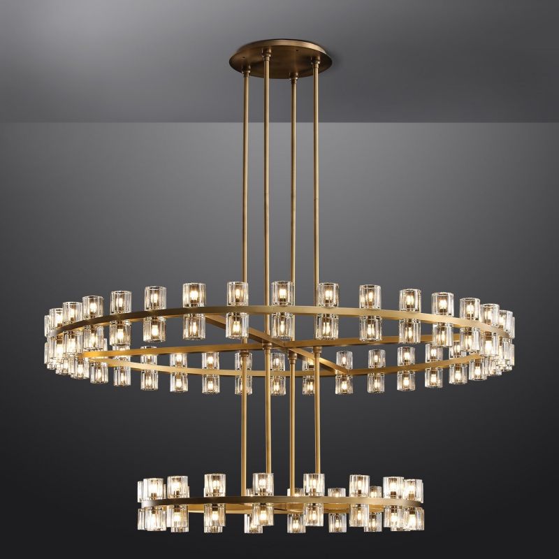 Arcahit Crystal Shades 2-tier Round Chandelier 60''D